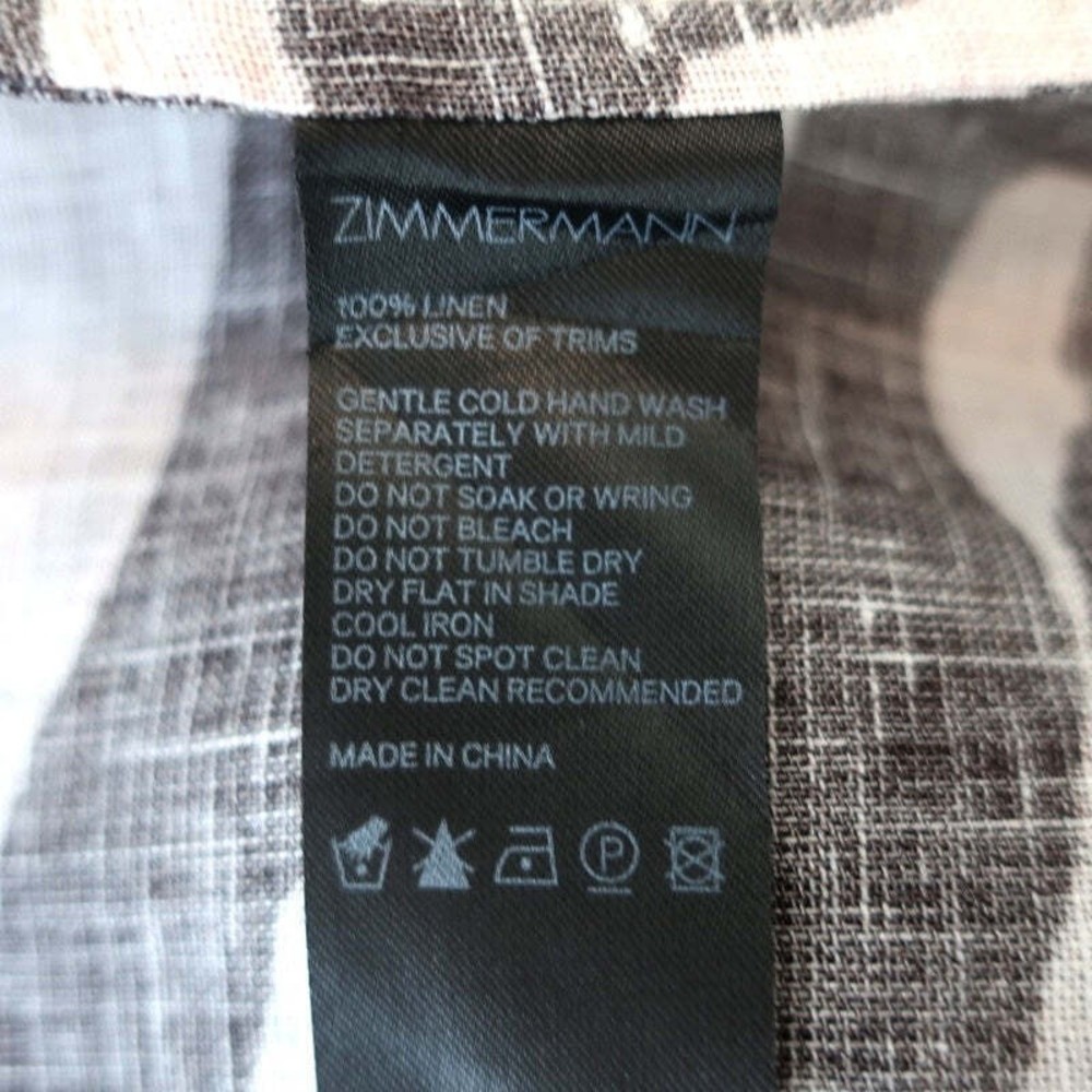 Zimmermann Puff Sleeve Midi Dress Juniper Brown Zebra Print Linen Size 0 - Picture 9 of 9